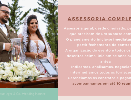 Consultoria completa, a partir do noivado, para casais que buscam apoio em tudo.